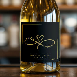 Til Death Do us Part Zwart & Goud Infinity Symbool Sparkling Wijnetiket