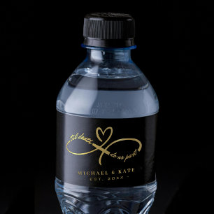 Til Death Do us Part Zwart & Goud Infinity Symbool Waterfles Etiket
