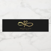 Til Death Do us Part Zwart & Goud Infinity Symbool Waterfles Etiket (Enkel label)