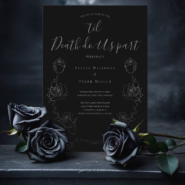 Til Death Do us Part Zwart Grijs Gothic Bruiloft Kaart
