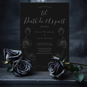 Til Death Do us Part Zwart Grijs Gothic Bruiloft Kaart