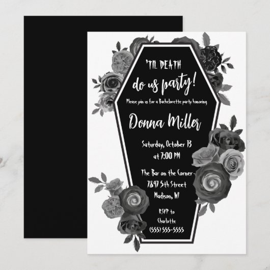 Til Death Do us Party, Bloemen vrijgezellenfeest Kaart (Voorkant / Achterkant)