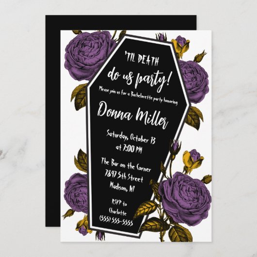 Til Death Do us Party, Bloemen vrijgezellenfeest Kaart (Voorkant / Achterkant)