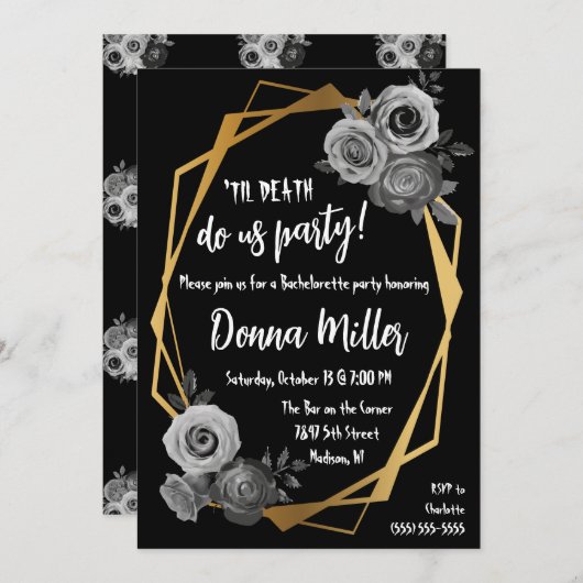 Til Death Do US Party, bloemenvrijgezellenfeest Kaart (Voorkant / Achterkant)