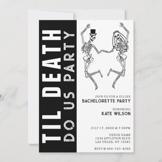 Til Death Do US Party Skelet Paar Bachelorette Kaart (Voorkant)