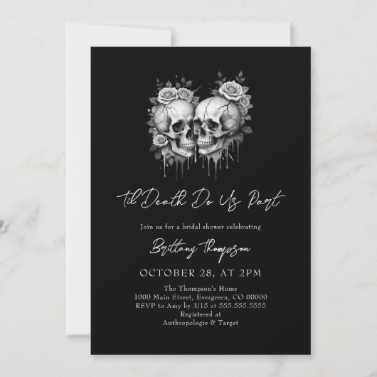 Til Death Do Us Party Uitnodiging voor bruidsdouch (Voorkant)