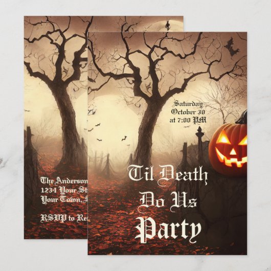 Til Death Do Us Party Uitnodiging voor Halloween (Voorkant / Achterkant)