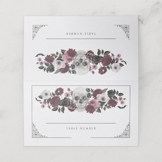 Til Death Do US Party Waterverf Schedel Bruiloft Plaatskaartje (Buitenkant ongevouwen)