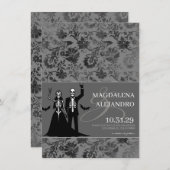 Til Death Donker Grijs Bloemen Save The Date (Voorkant / Achterkant)