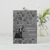 Til Death Donker Grijs Bloemen Save The Date (Staand voorkant)