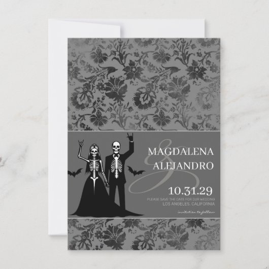 Til Death Donker Grijs Bloemen Save The Date (Voorkant)