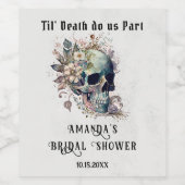 Til Death Floral Skull Gotisch Vrijgezellenfeest Wijn Etiket (Enkel label)