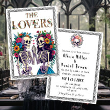 Til Death Gothic Bloemen Halloween Skelet Huwelijk