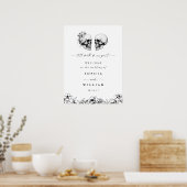 Til Death Gothic Bloemen Schedel Zwart Trouwbord Poster (Keuken)