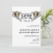 'Til Death Gothic Glam Schedel Zwart Bloemen Bruil Kaart (Staand voorkant)