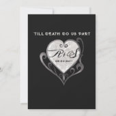 'Til Death Gothic Glam Schedel Zwart Bloemen Bruil Kaart (Achterkant)