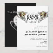 'Til Death Gothic Glam Schedel Zwart Bloemen Bruil Kaart (Voorkant / Achterkant)