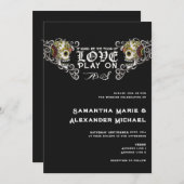 Til Death Gothic Glam Schedel Zwart Bloemen Bruilo Kaart (Voorkant / Achterkant)