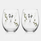 Til Death Gothic Heart Bloemenschedels Trouwgunst Wijnglas Zonder Voet (Voorkant)