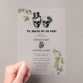 Til Death Gothic Heart Floral Skulls Bruiloft Acryl Uitnodigingen (Insitu (Draagbaar))