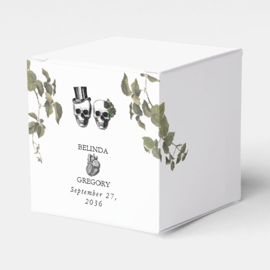 Til Death Gothic Heart Floral Skulls Bruiloft Bedankdoosjes (Voorkant Zijde)