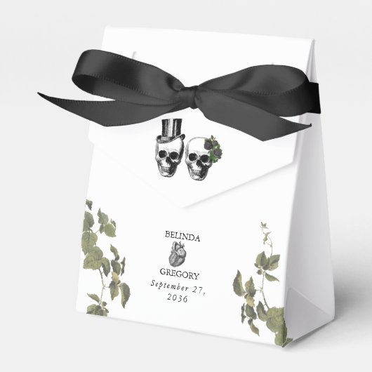 Til Death Gothic Heart Floral Skulls Bruiloft Bedankdoosjes (Voorkant Zijde)