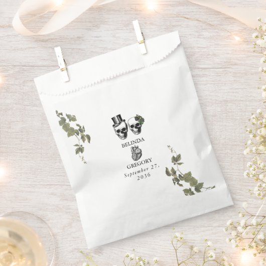 Til Death Gothic Heart Floral Skulls Bruiloft Bedankzakje (Geknipt)