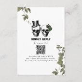 Til Death Gothic Heart Floral Skulls Bruiloft Informatiekaartje (Voorkant)