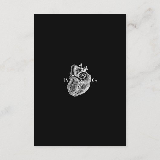 Til Death Gothic Heart Floral Skulls Bruiloft Informatiekaartje (Achterkant)