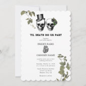 Til Death Gothic Heart Floral Skulls Bruiloft Kaart (Voorkant)
