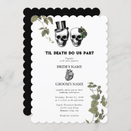 Til Death Gothic Heart Floral Skulls Bruiloft Kaart