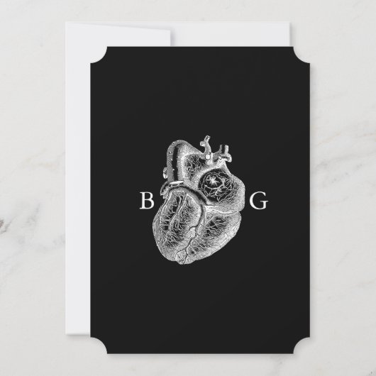 Til Death Gothic Heart Floral Skulls Bruiloft Kaart (Achterkant)