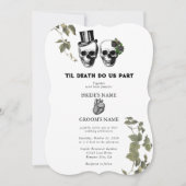 Til Death Gothic Heart Floral Skulls Bruiloft Kaart (Voorkant)