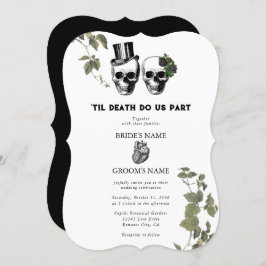 Til Death Gothic Heart Floral Skulls Bruiloft Kaart