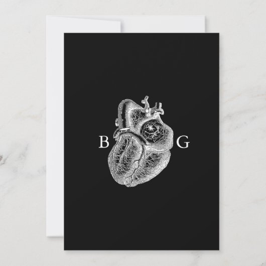 Til Death Gothic Heart Floral Skulls Bruiloft Save The Date (Achterkant)