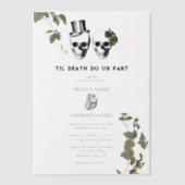 Til Death Gothic Heart Floral Skulls Bruiloft Vellum Uitnodigingen (Voorkant)