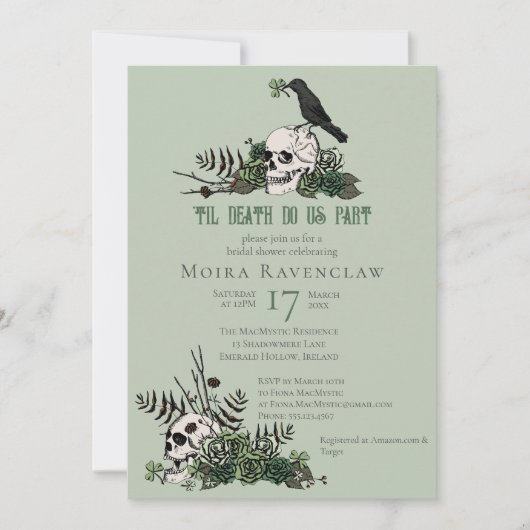 Til Death Gothic Irish Floral Skull Vrijgezellenfe Kaart (Voorkant)