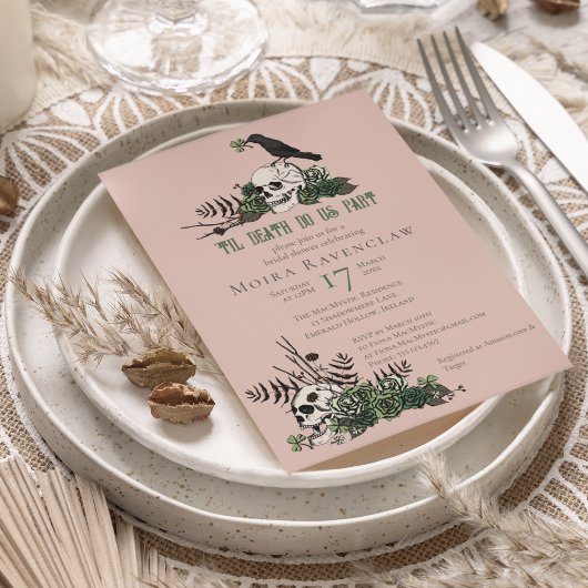 Til Death Gothic Irish Floral Skull Vrijgezellenfe Kaart