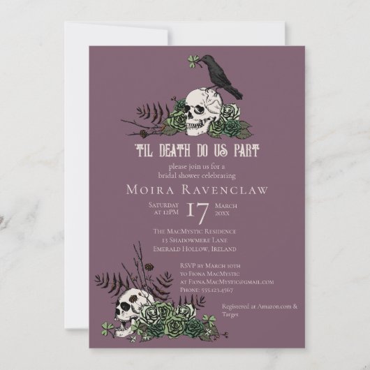 Til Death Gothic Irish Floral Skull Vrijgezellenfe Kaart (Voorkant)