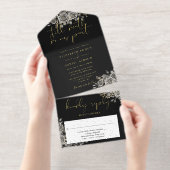 Til Death Gothic Roses Floral Wedding Foil All In One Uitnodiging (Uittrekbaar)