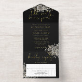 Til Death Gothic Roses Floral Wedding Foil All In One Uitnodiging (Binnenkant)