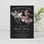 Til Death Gothic Skelet Halloween Vrijgezellenfees Kaart (Staand voorkant)