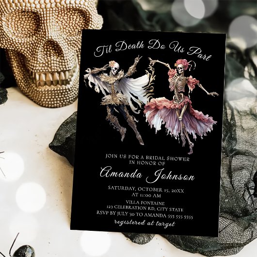 Til Death Gothic Skelet Halloween Vrijgezellenfees Kaart