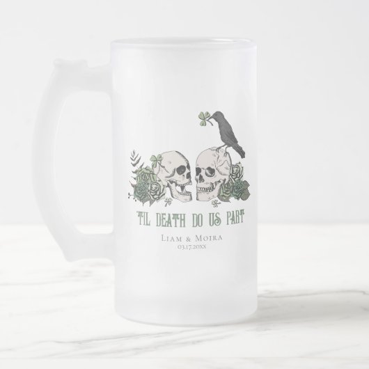 Til Death Gothic St Patricks Day Bloemenschedel Matglas Bierpul (Links)