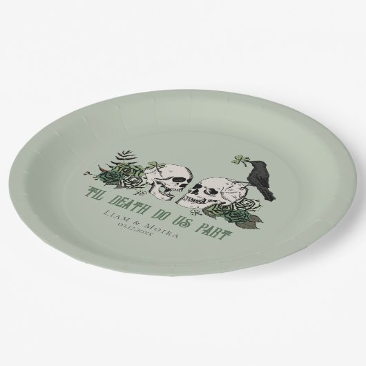 Til Death Gothic St Patricks Day Bloemenschedel Papieren Bordje (Gekanteld)