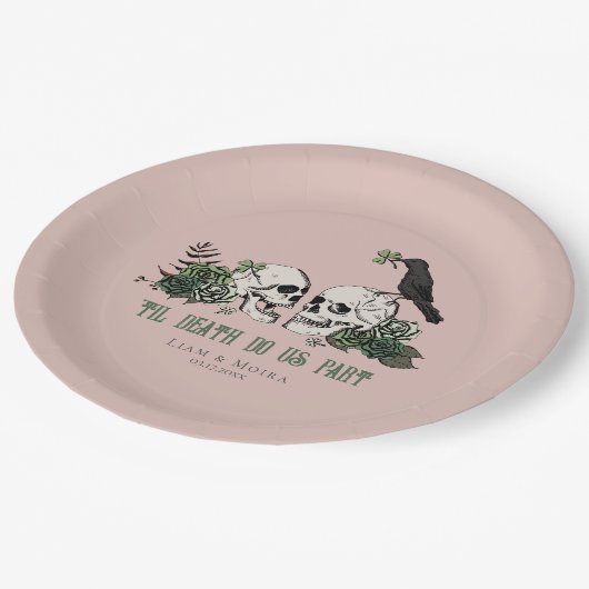 Til Death Gothic St Patricks Day Bloemenschedel Papieren Bordje (Gekanteld)