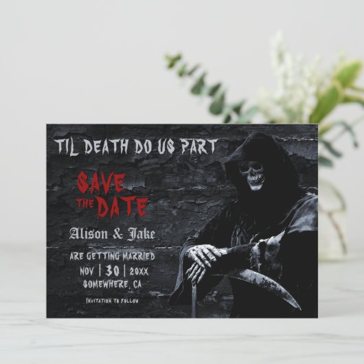 Til Death Gothic Weddenschap Save the Date (Staand voorkant)