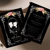 Til Death Gothic Zwart Bloemen Bruiloft Kaart