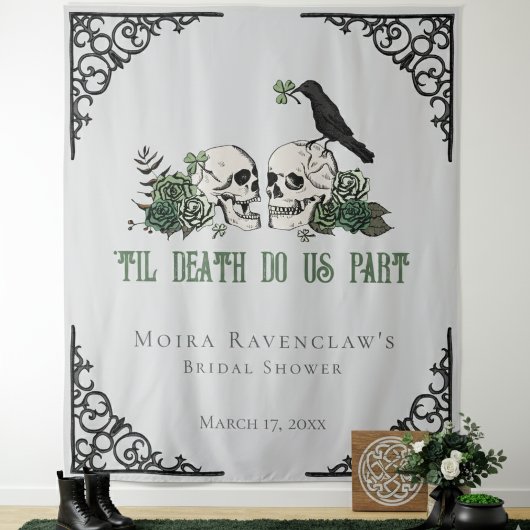 Til Death Green De heer en mevrouw Skulls Groene R Wandkleed
