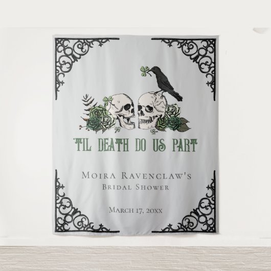 Til Death Green De heer en mevrouw Skulls Groene R Wandkleed (Voorkant)